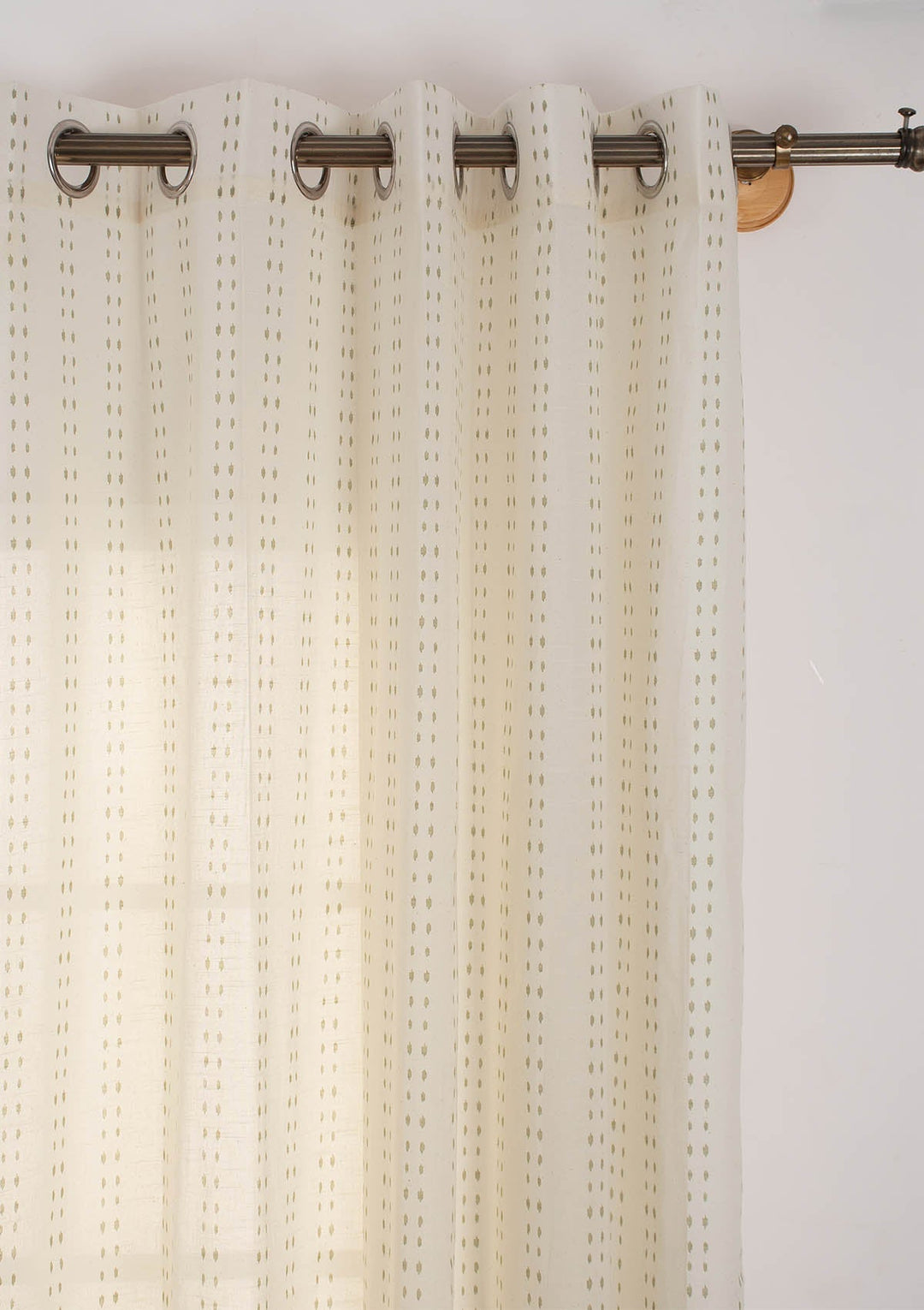 Dew Herb minimal design 100% Cotton Sheer curtain for Living room & bedroom - Light filtering - Herb Green - Single Piece | SHOBITAM
