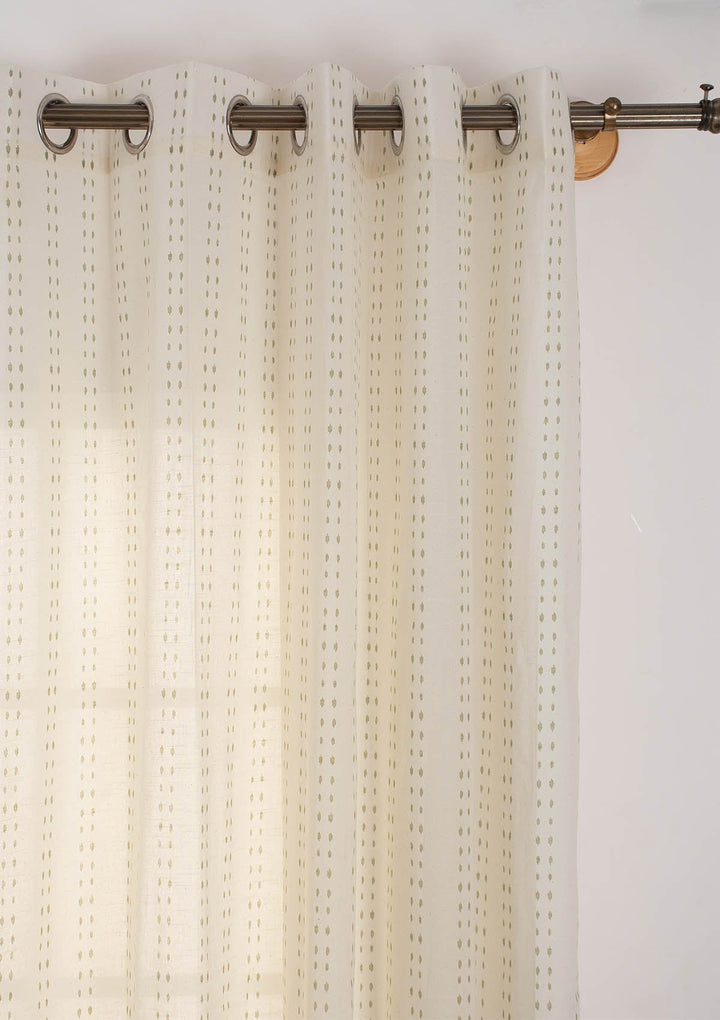 Dew Herb minimal design 100% Cotton Sheer curtain for Living room & bedroom - Light filtering - Herb Green - Single Piece | SHOBITAM