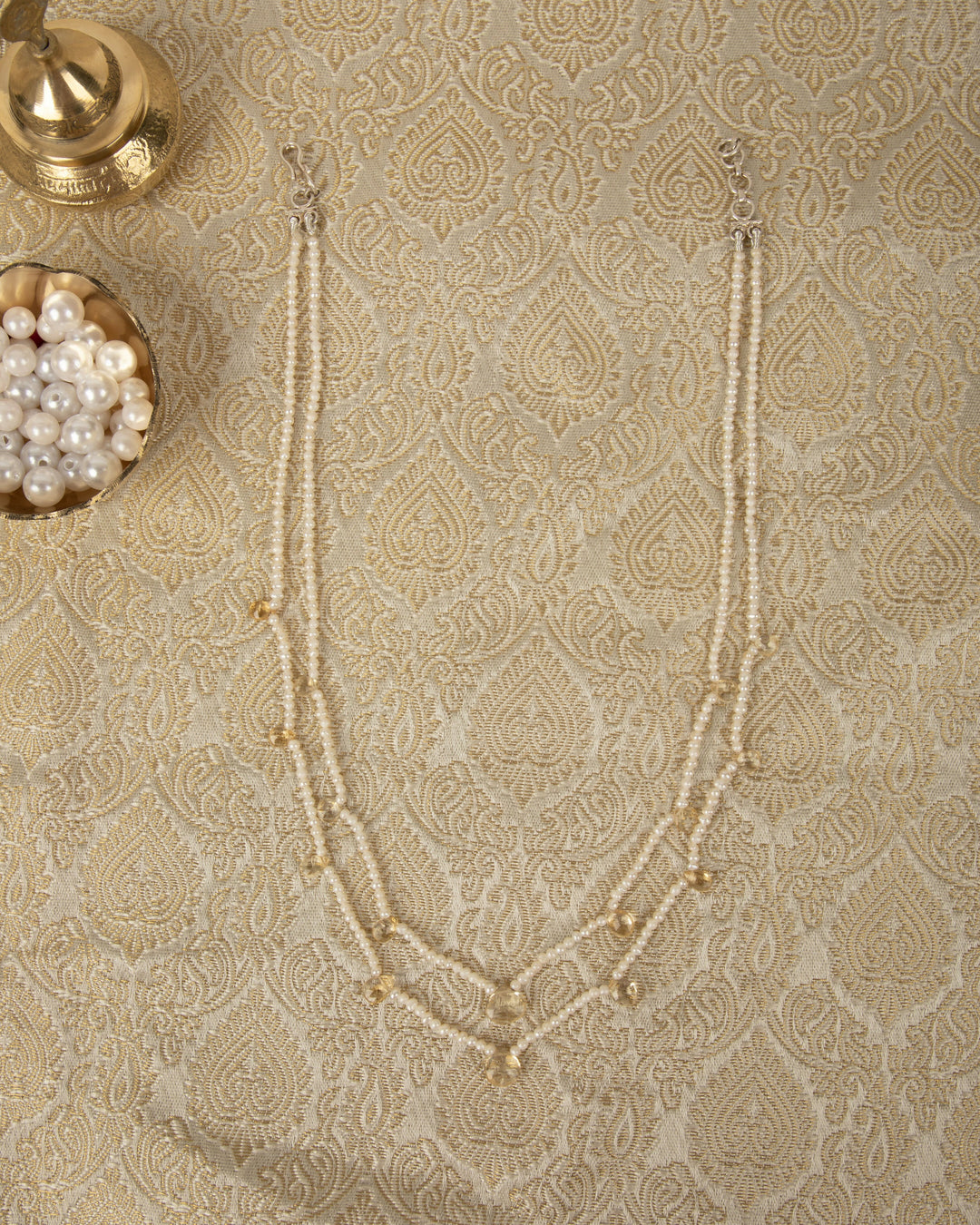 The Citrine Whisper- 2 Layer Natural pearls and Yellow Quartz | SHOBITAM