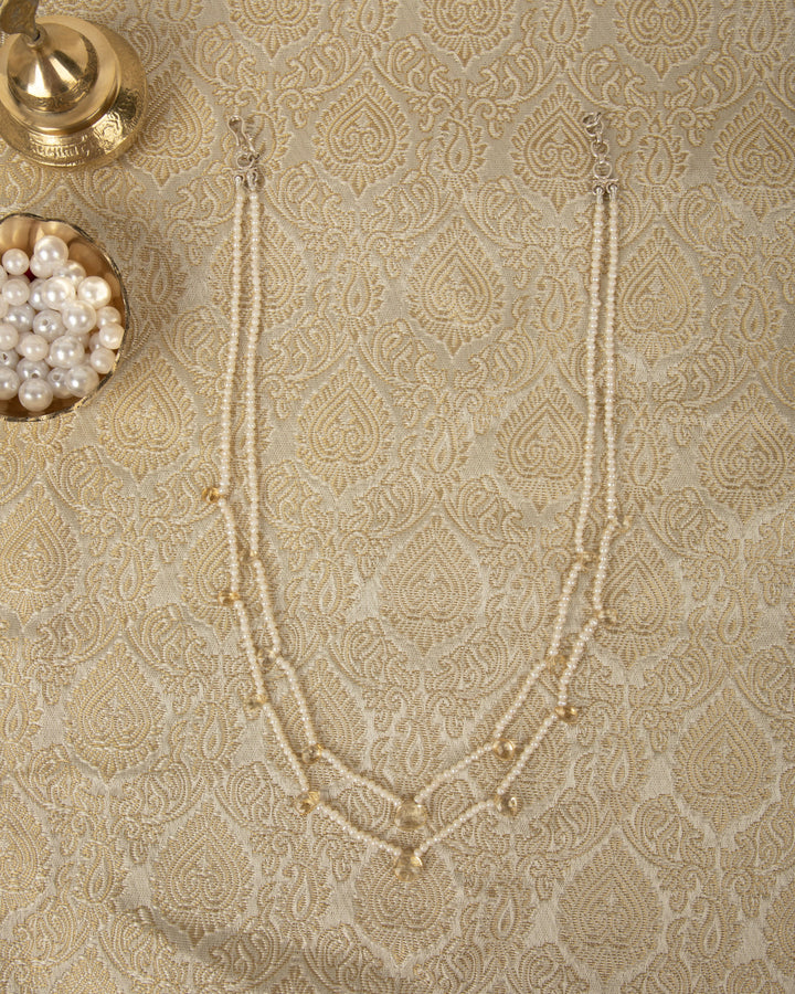 The Citrine Whisper- 2 Layer Natural pearls and Yellow Quartz | SHOBITAM