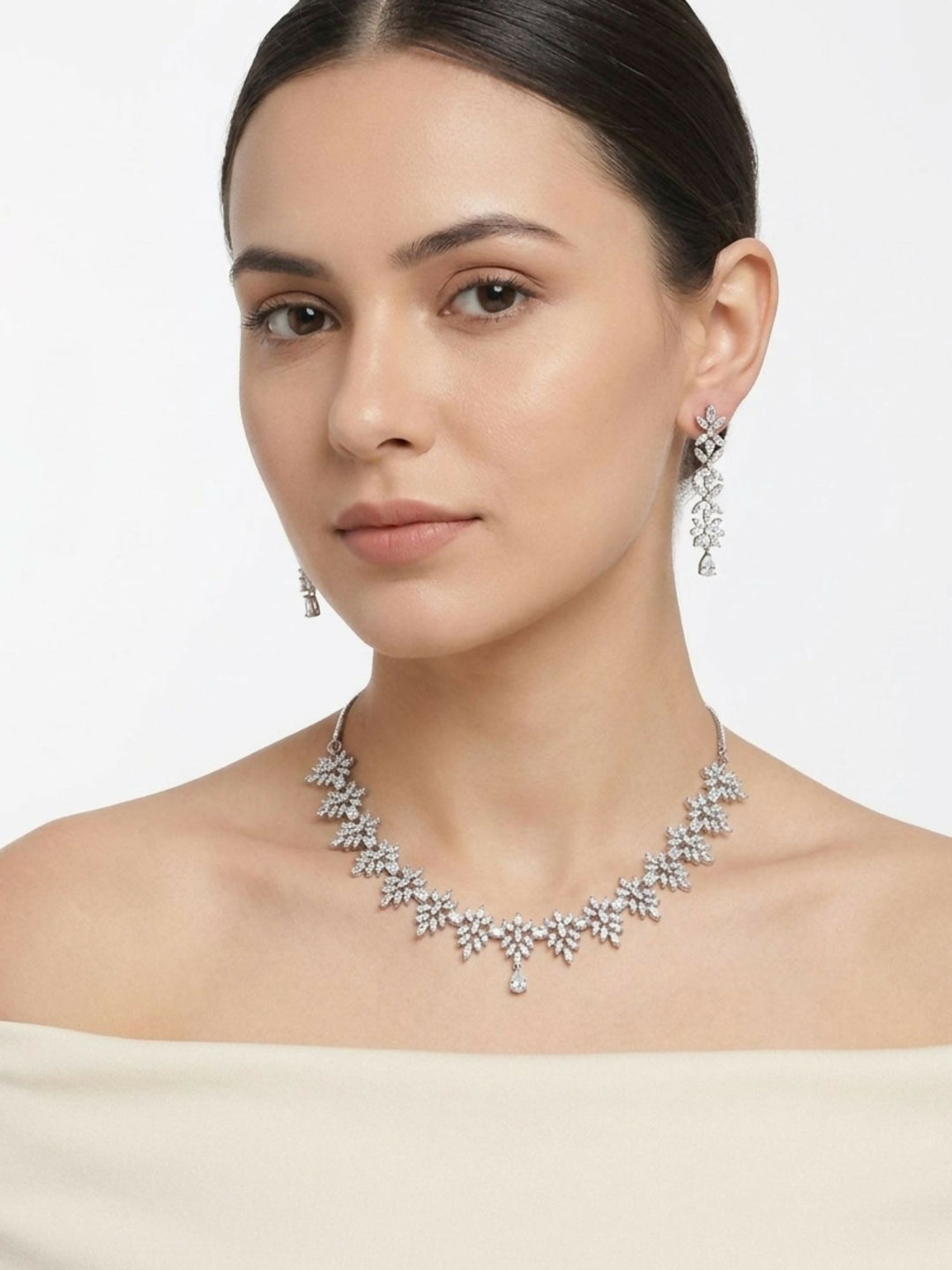 Exclusive Silver Plated American Diamond Necklace Combo | SHOBITAM