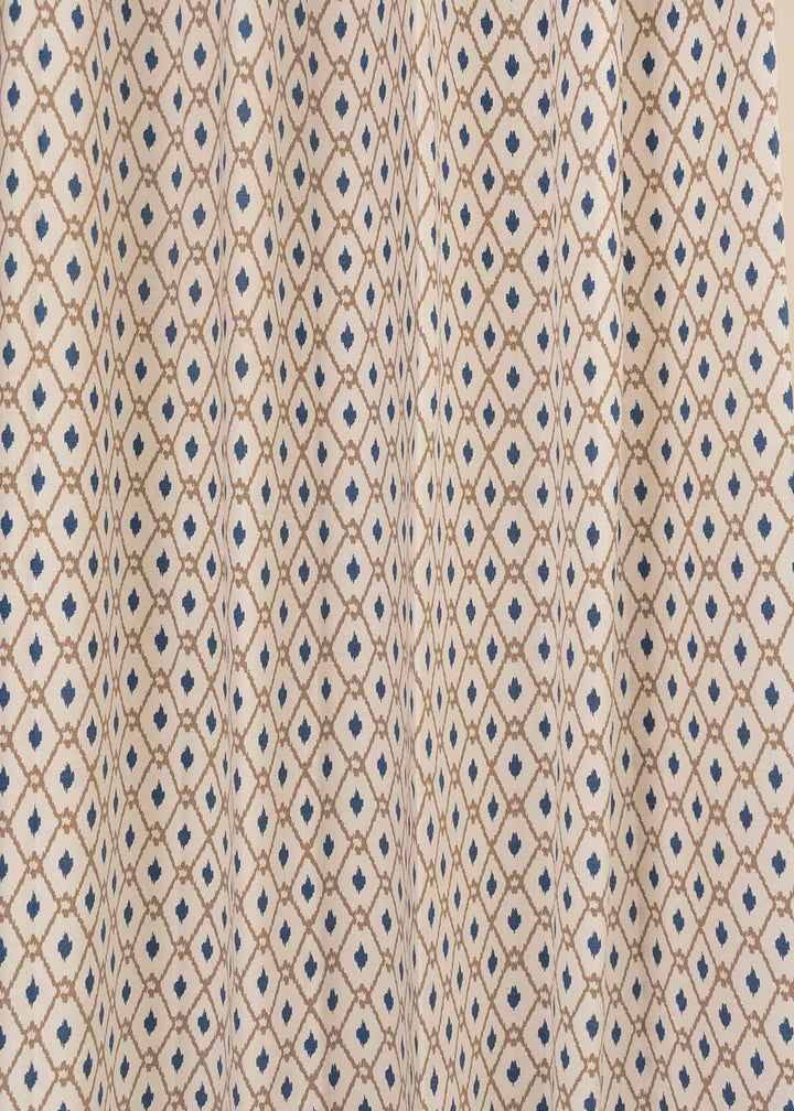 Diamond Yard 100% cotton geometric curtain for living room - Light Reduction - Royal Blue - Single Piece