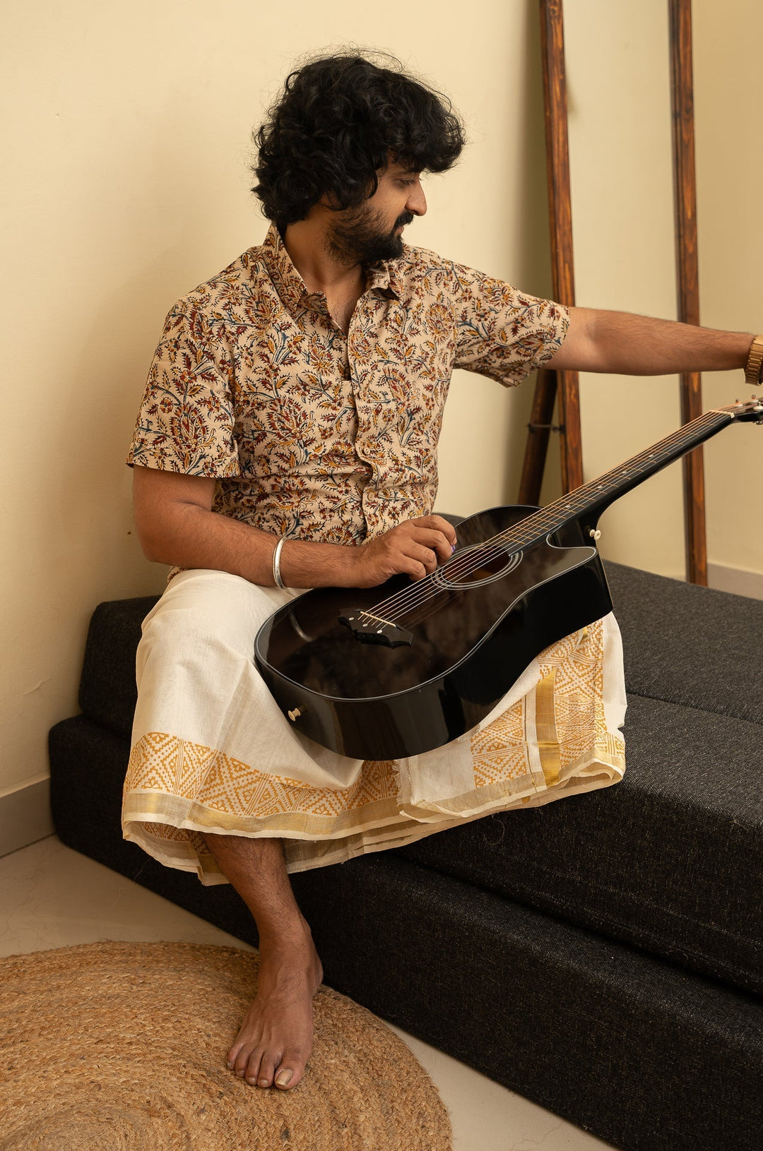 Cotton Handblock Printed Mens Dhoti Swara | SHOBITAM