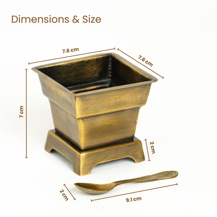 Brass Hawan Kund with Spoon for Vedic Rituals at Home