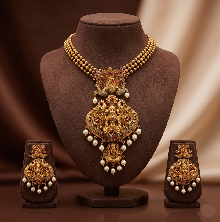 Divine Lakshmi Temple Necklace Set | SHOBITAM