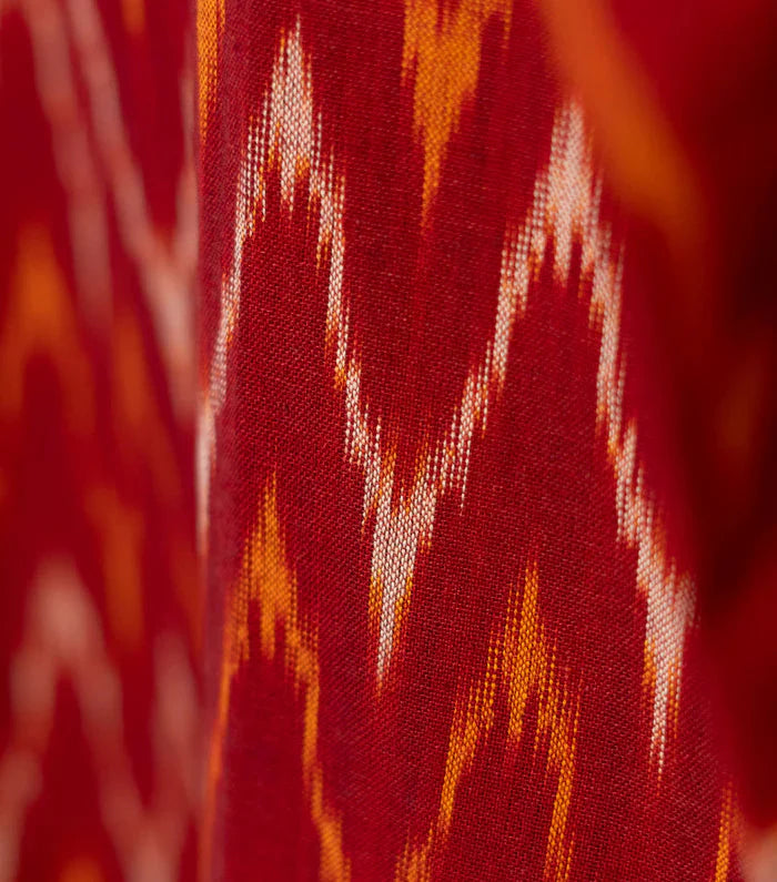 Maroon Pochampally Ikkat Mens Kurta