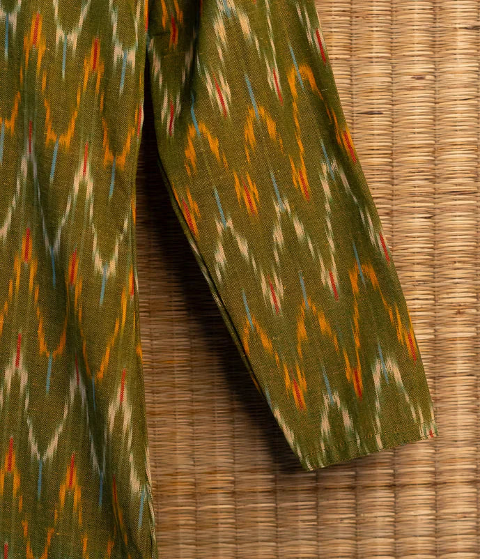 Green Pochampally Ikkat Mens Kurta