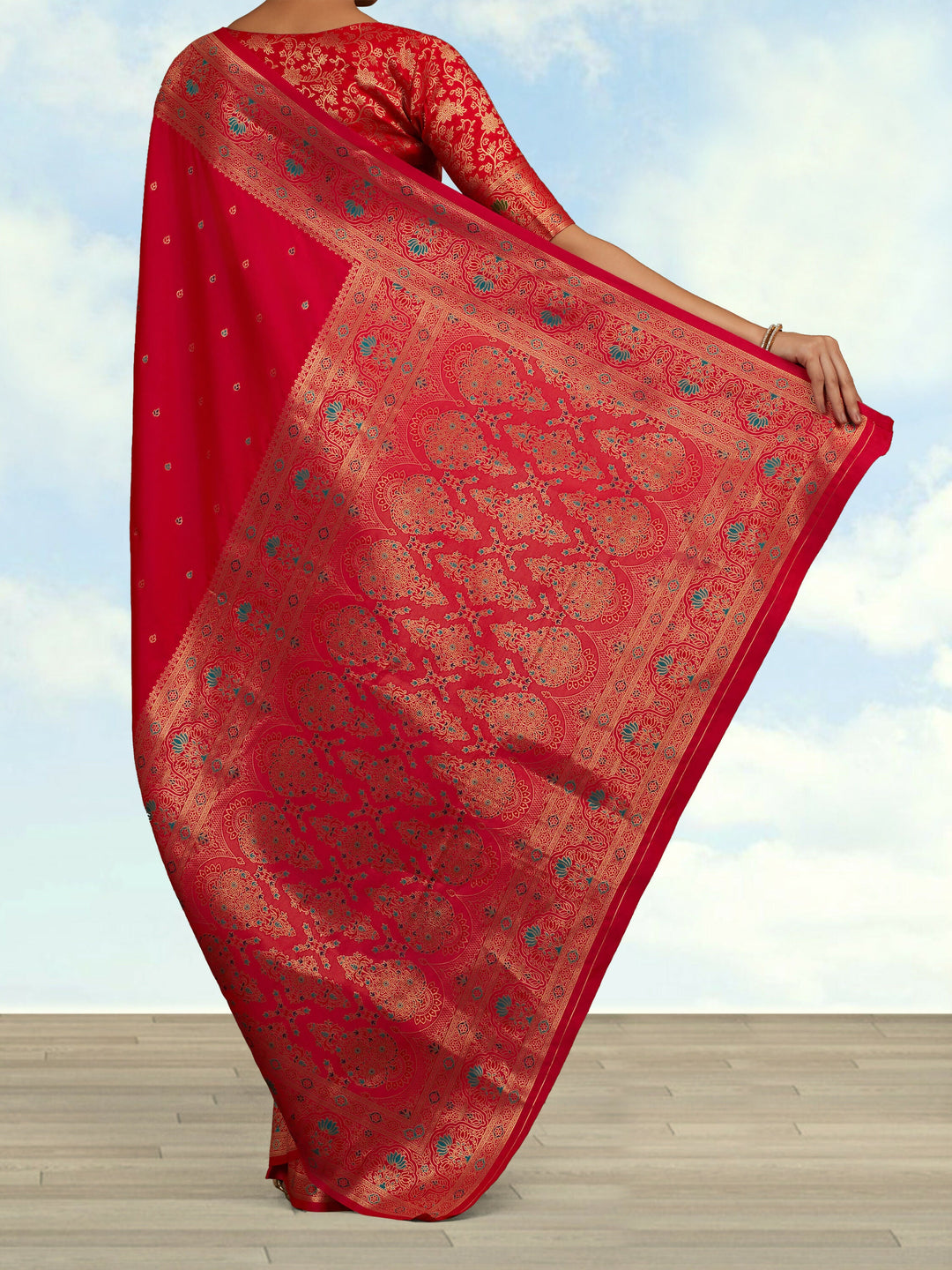Hot Pink Banarasi Silk Blend Saree Comes with Unstitched blouse piece |SHOBITAM