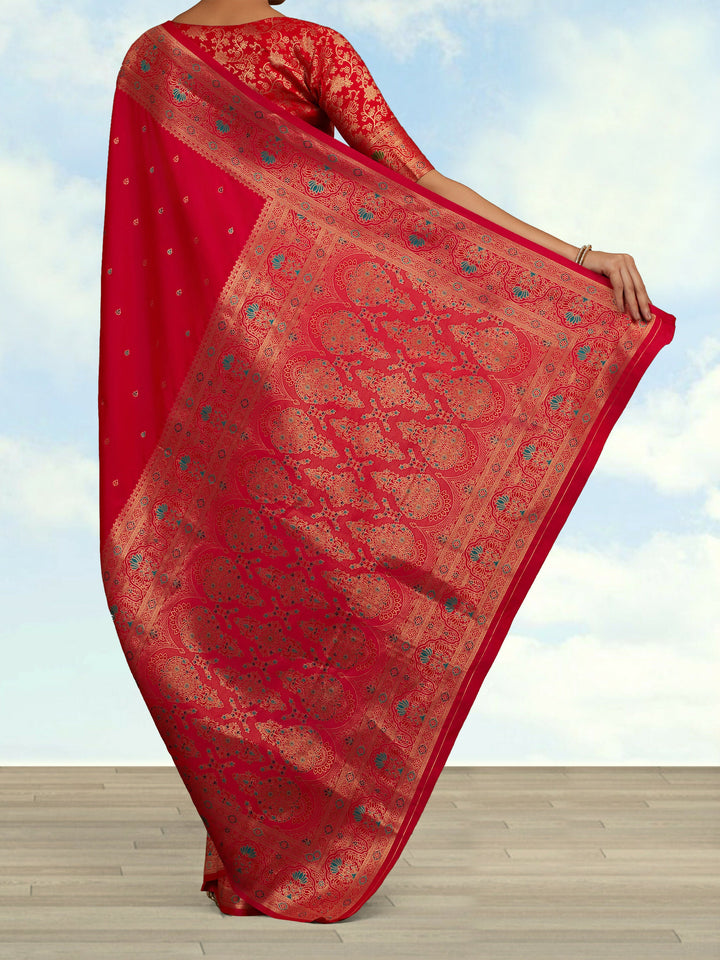 Hot Pink Banarasi Silk Blend Saree Comes with Unstitched blouse piece |SHOBITAM