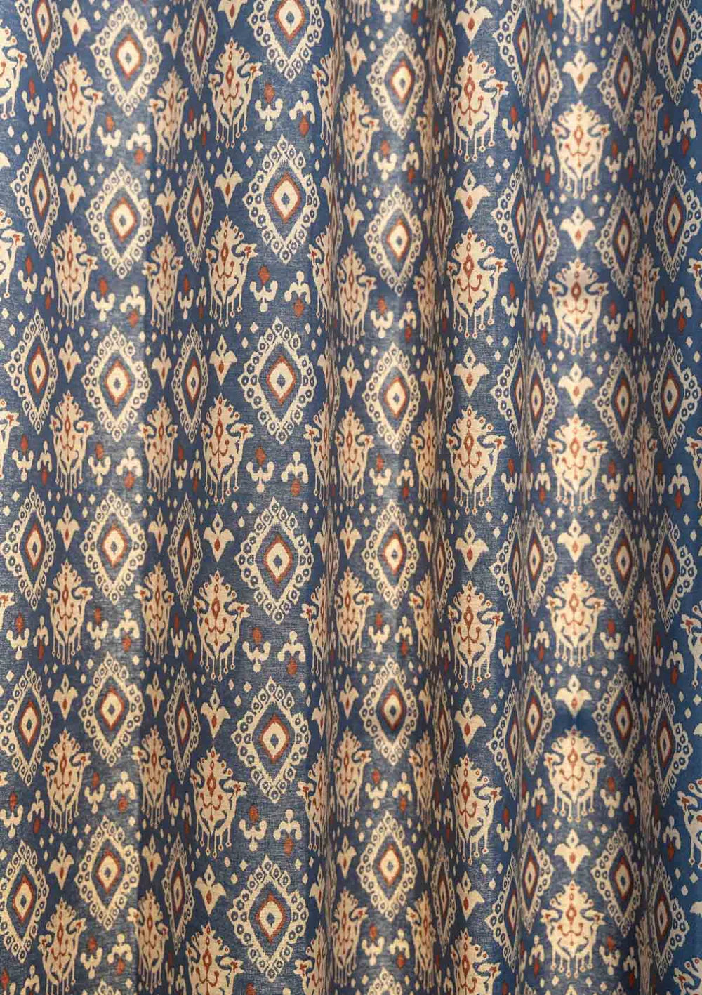 Ikat Print 100% Cotton Curtain, Customizable for size, lining and headers