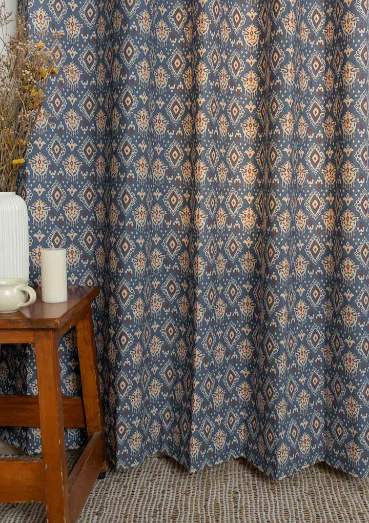 Ikat Print 100% Cotton Curtain, Customizable for size, lining and headers