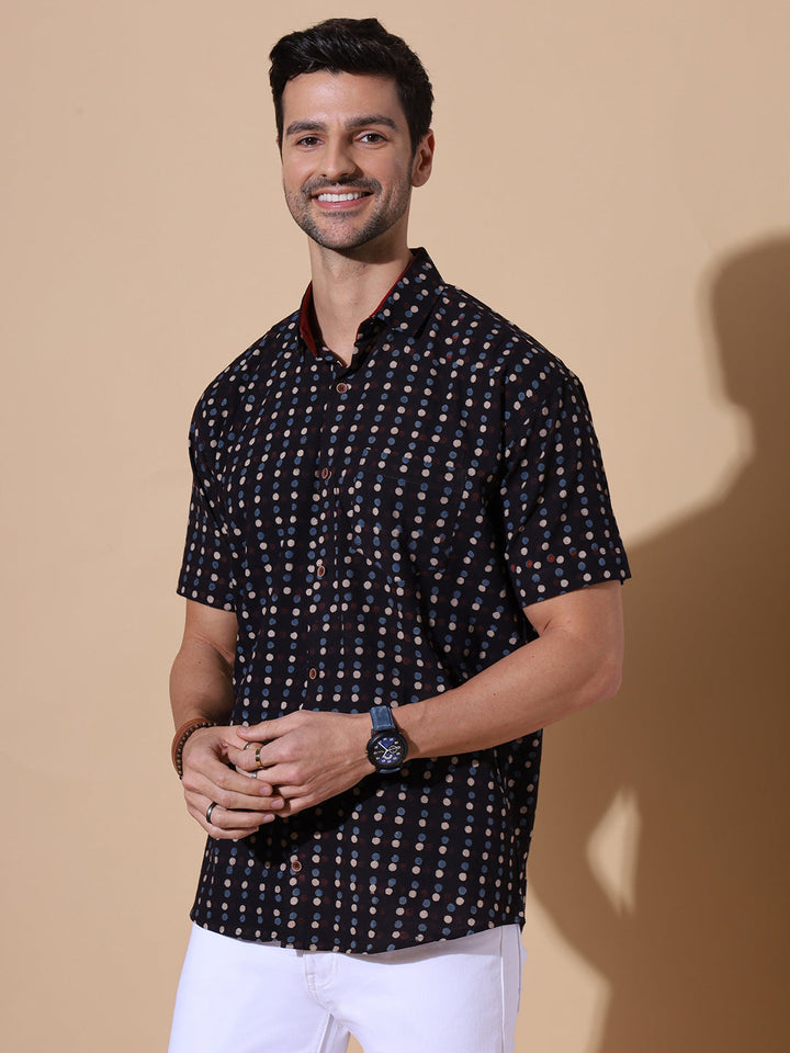 Midnight Ajrakh Handblock Shirt For Men