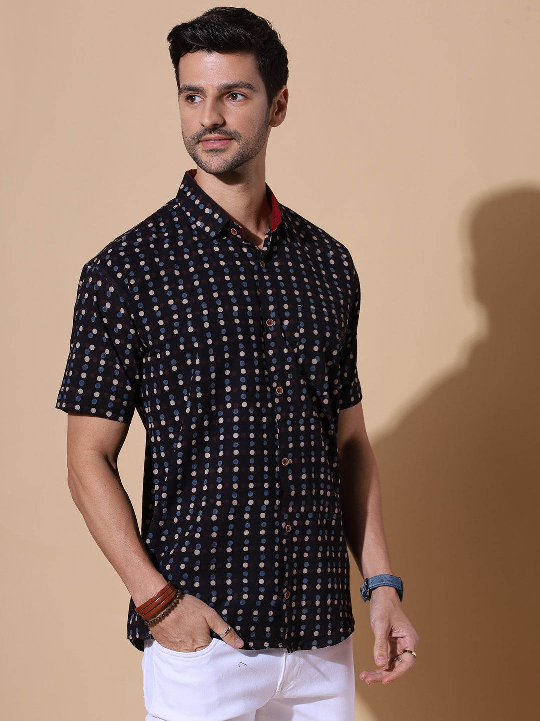 Midnight Ajrakh Handblock Shirt For Men