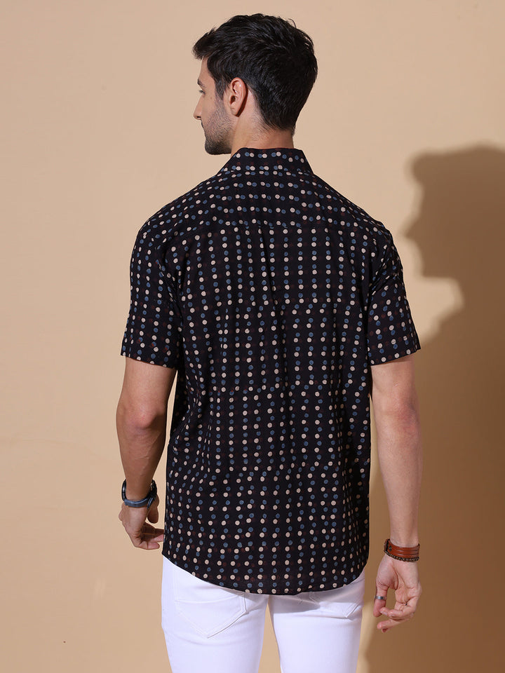 Midnight Ajrakh Handblock Shirt For Men