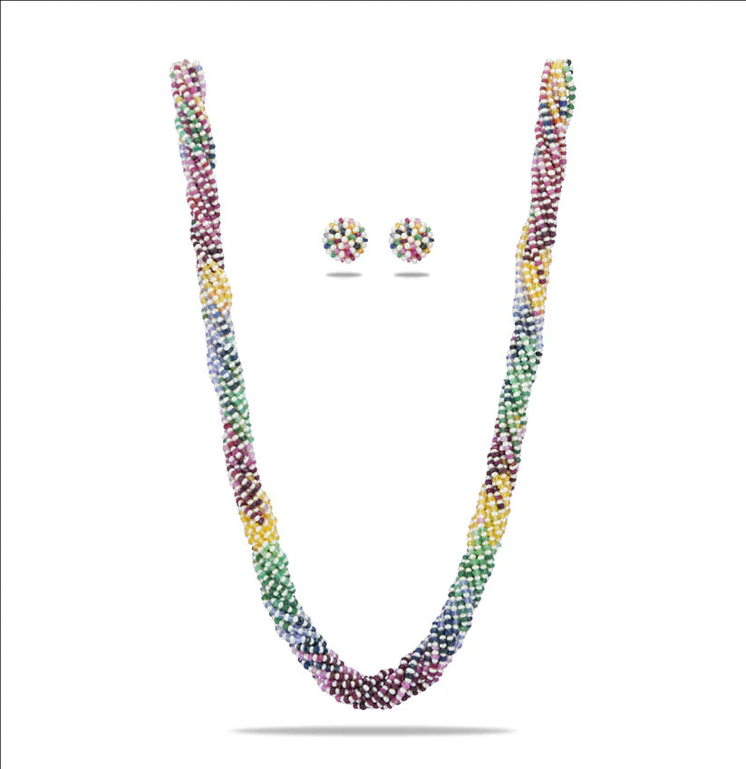 Natural Rainbow and 1.0-2.0mm Seed Freshwater Pearls Necklace Set - AAA Quality | SHOBITAM