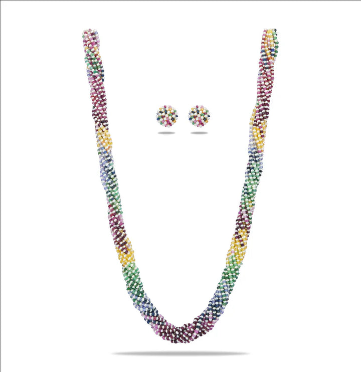 Natural Rainbow and 1.0-2.0mm Seed Freshwater Pearls Necklace Set - AAA Quality | SHOBITAM