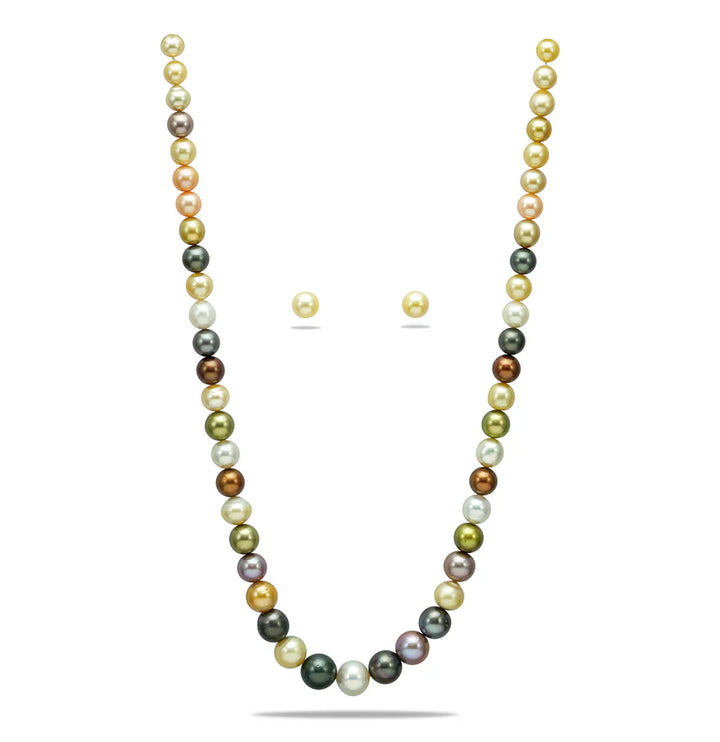 8.0-14.0mm Superior Multicolor South Sea Pearl Necklace Set -A Quality