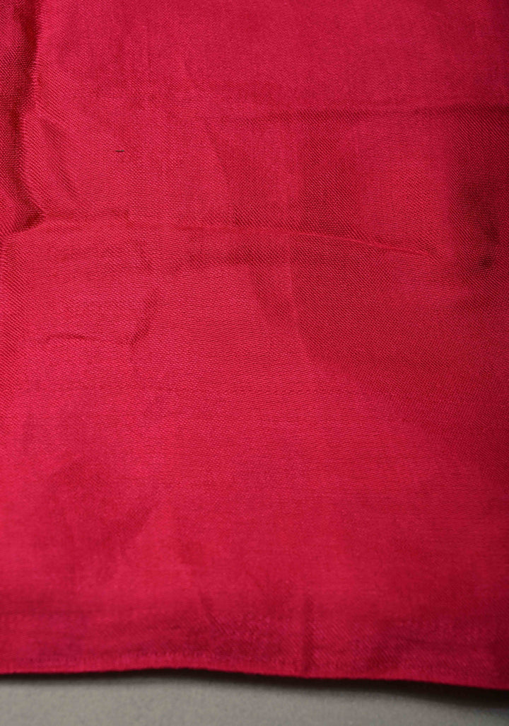 Rani Pink Modal Silk Saree with Lagda Patta Crushed Pallu | SHOBITAM