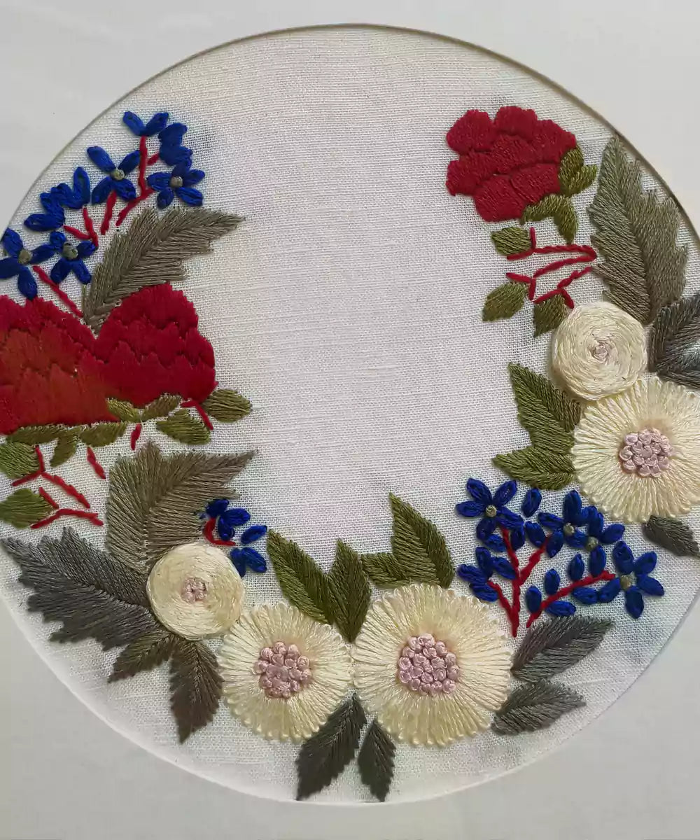 Multicolor Arc Hand Embroidered Wall Art | Framed | SHOBITAM