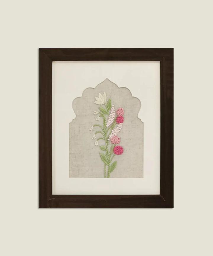 Floral Haven Hand Embroidered Wall Art | Framed | SHOBITAM