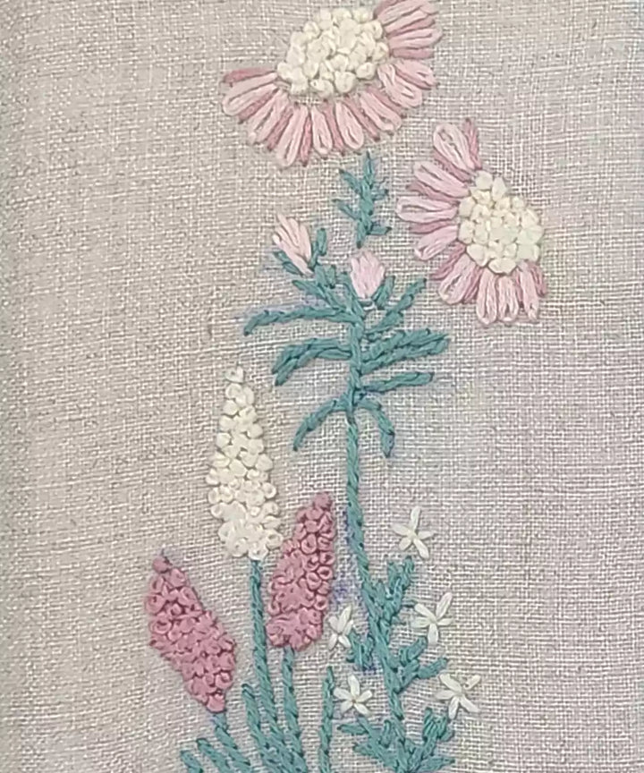 Cottage Garden 2-Panel Hand Embroidered Wall Accent | Wooden Framed Wall Art | SHOBITAM