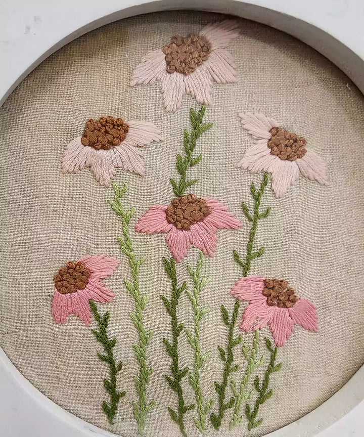 Floral Chorus Hand Embroidered Wall Hanging | Wooden Framed Wall Art | SHOBITAM