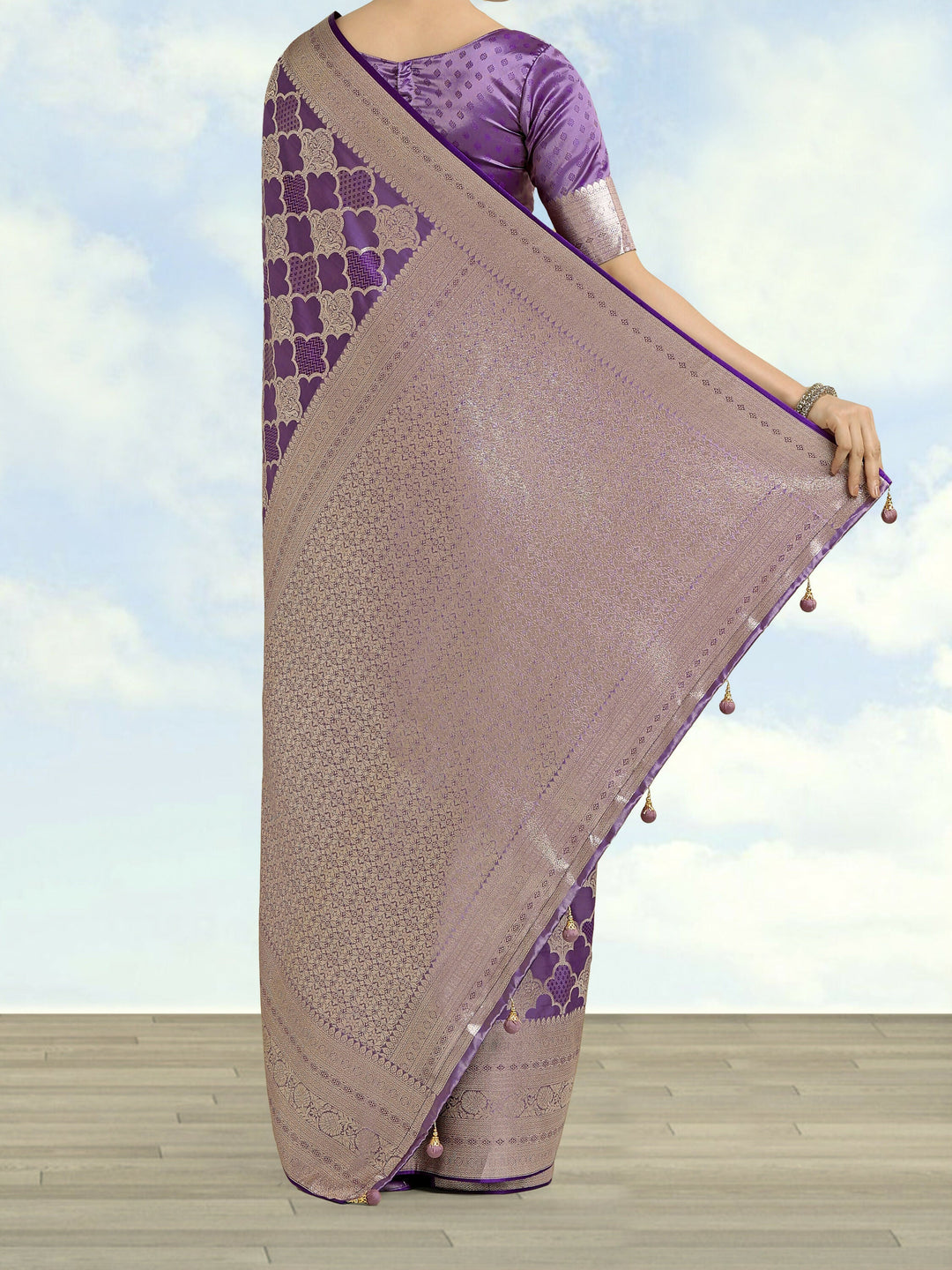 Purple Banarasi Satin Silk Saree