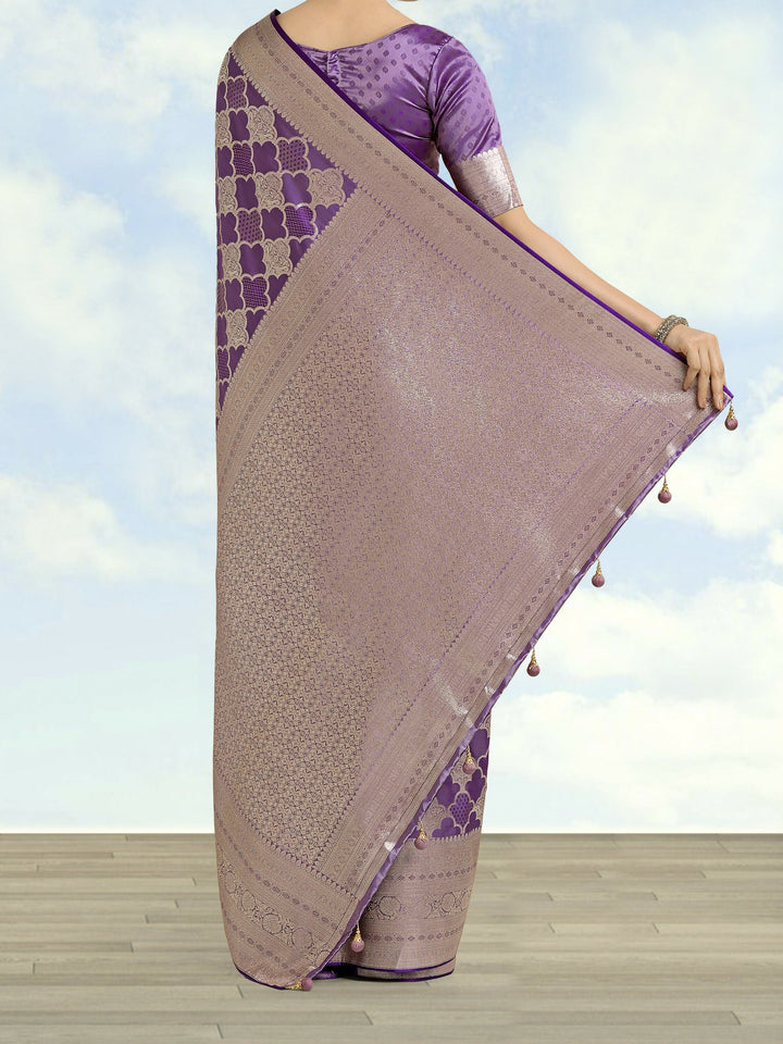Purple Banarasi Satin Silk Saree