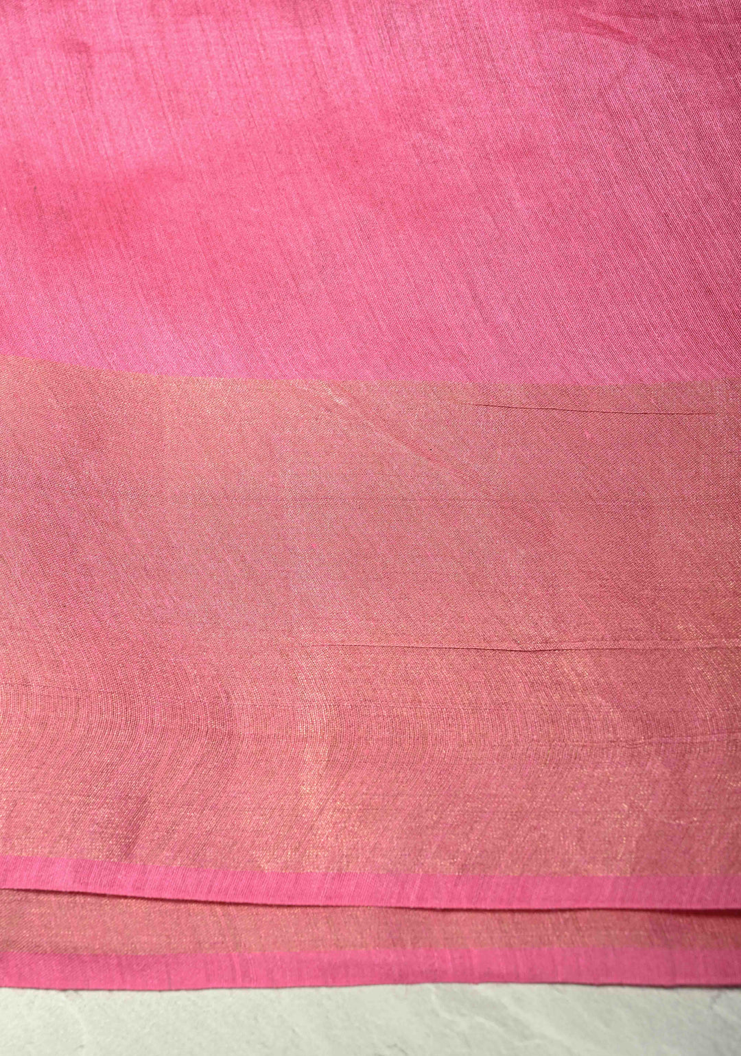 Pink Tussar Silk Saree with Floral Embroidery and Muted zari Border | SILK MARK CERTIFIED | SHOBITAM