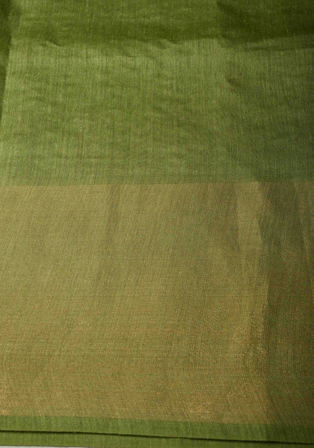 Green Tussar Silk Saree with Floral Embroidery and Muted zari Border | SILK MARK CERTIFIED