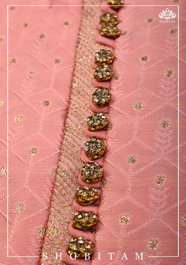 Peach Embroidered Kurta Pajama Set for Men,  Multiple Size | Ethnic Menswear by Shobitam