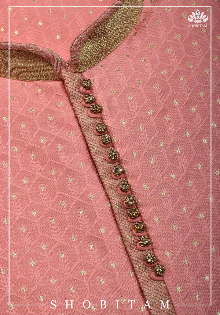 Peach Embroidered Kurta Pajama Set for Men,  Multiple Size | Ethnic Menswear by Shobitam