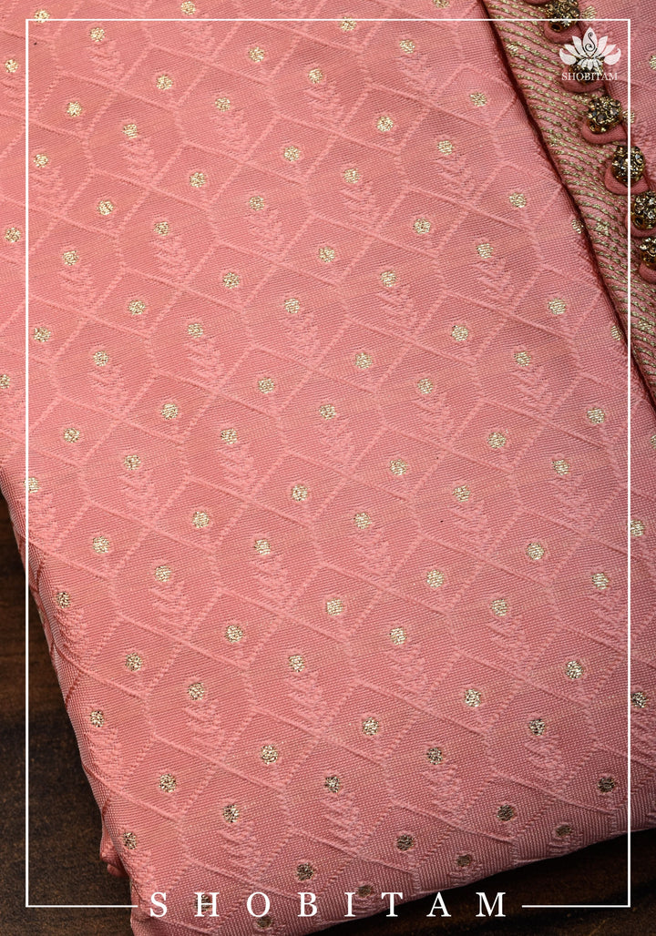 Peach Embroidered Kurta Pajama Set for Men,  Multiple Size | Ethnic Menswear by Shobitam