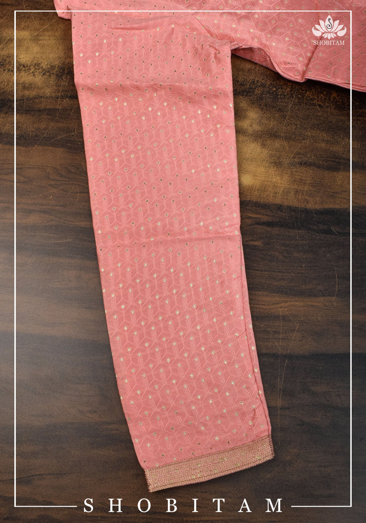Peach Embroidered Kurta Pajama Set for Men,  Multiple Size | Ethnic Menswear by Shobitam