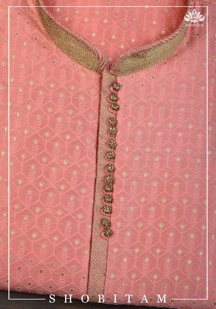 Peach Embroidered Kurta Pajama Set for Men,  Multiple Size | Ethnic Menswear by Shobitam