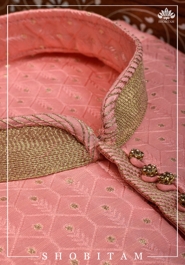 Peach Embroidered Kurta Pajama Set for Men,  Multiple Size | Ethnic Menswear by Shobitam
