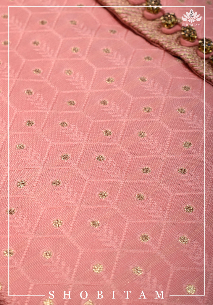 Peach Embroidered Kurta Pajama Set for Men,  Multiple Size | Ethnic Menswear by Shobitam