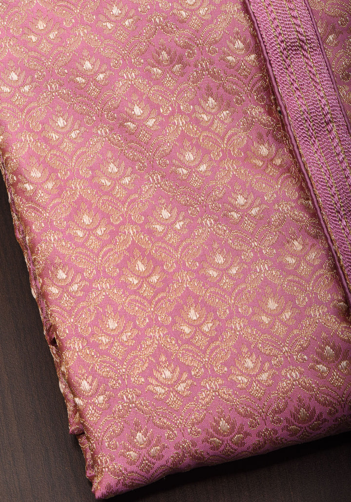 Pink Self Weave Kurta Pajama Set for Men,  Multiple Size | Ethnic Menswear by Shobitam