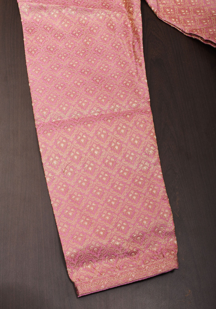 Pink Self Weave Kurta Pajama Set for Men,  Multiple Size | Ethnic Menswear by Shobitam
