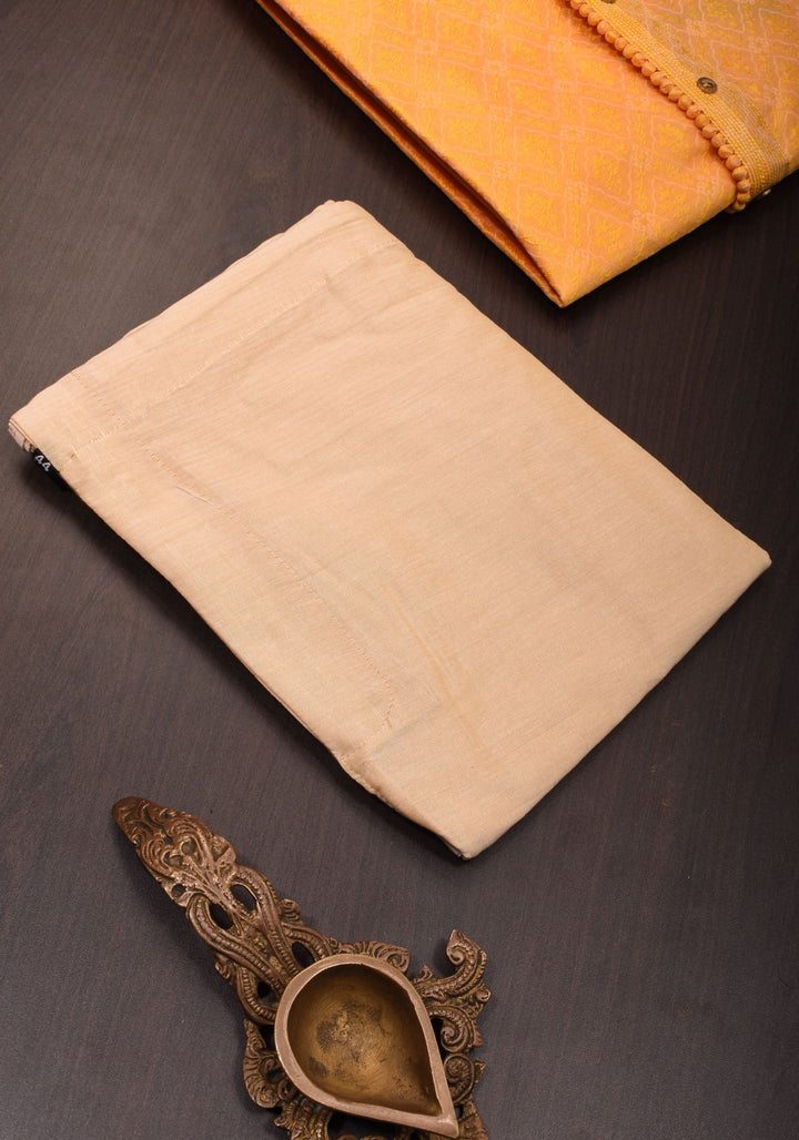 Deep Yellow Self Weave Kurta Pajama Set for Men,  Multiple Size | Ethnic Menswear by Shobitam