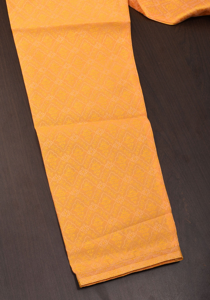 Deep Yellow Self Weave Kurta Pajama Set for Men,  Multiple Size | Ethnic Menswear by Shobitam