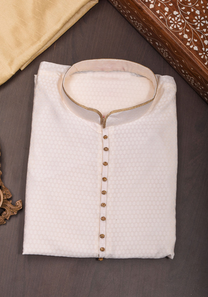 Embroidered Kurta Pajama Set in White for Men | Ethnic Menswear by Shobitam