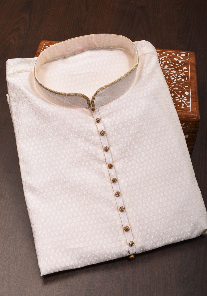 Embroidered Kurta Pajama Set in White for Men | Ethnic Menswear by Shobitam