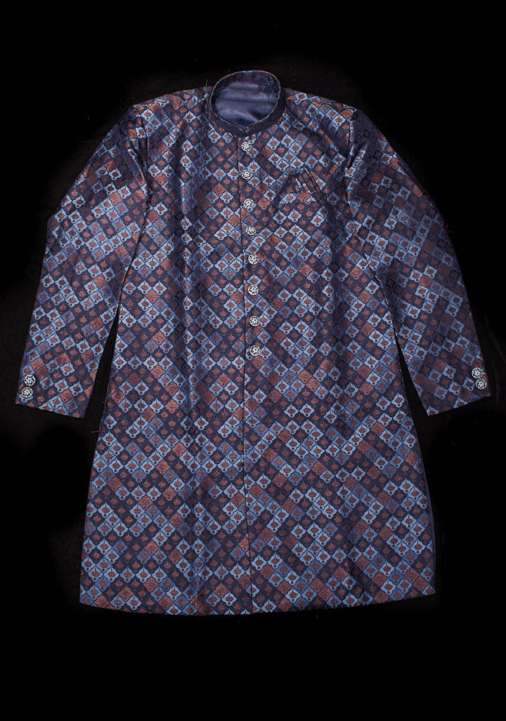 Midnight Blue and Antique Copper Men's Kurta| Ethnic Menswear by Shobitam