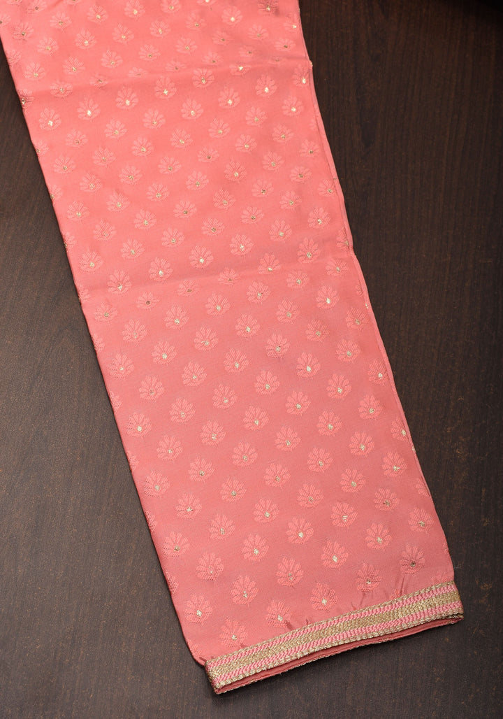 Pink Brocade Banarasi Long Kurta Set for Men, Multiple Sizes | Ethnic Menswear by Shobitam