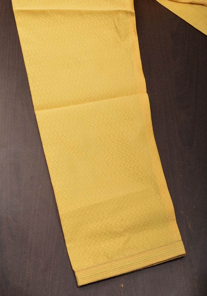 Yellow Self Weave Kurta Pajama Set for Men, Multiple Sizes | Ethnic Menswear by Shobitam
