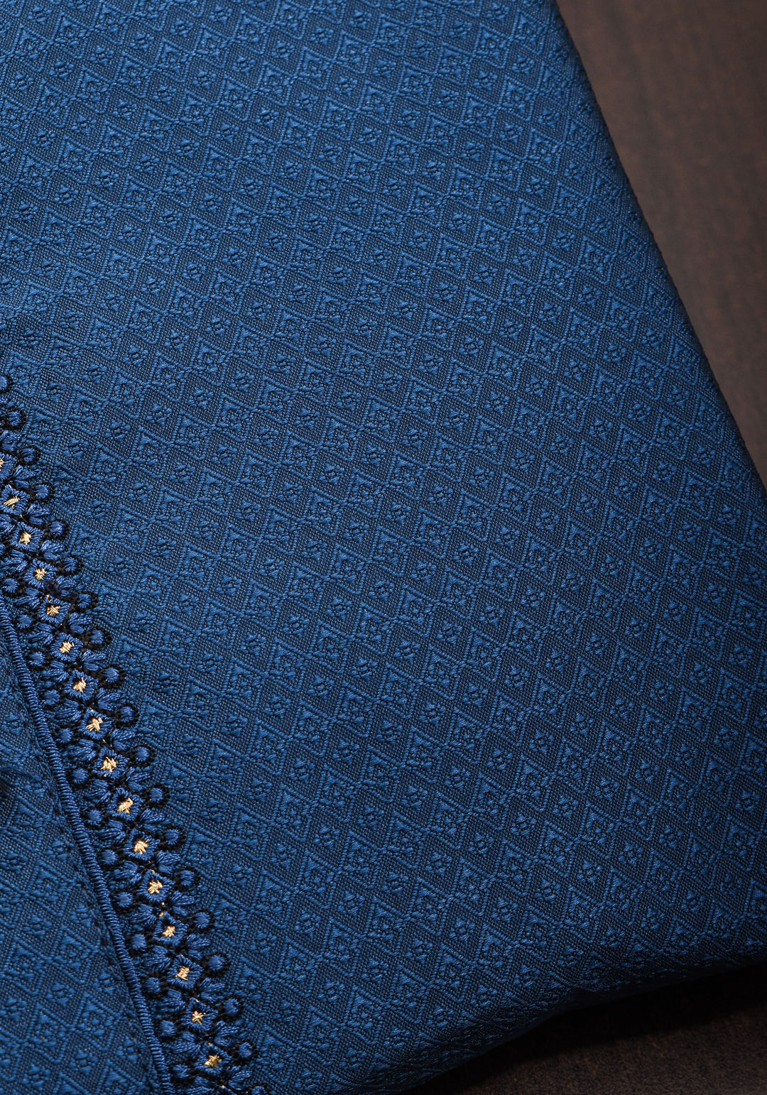 Prussian blue Self Weave Kurta pajama Set for Men, Multiple Sizes | Ethnic Menswear by Shobitam