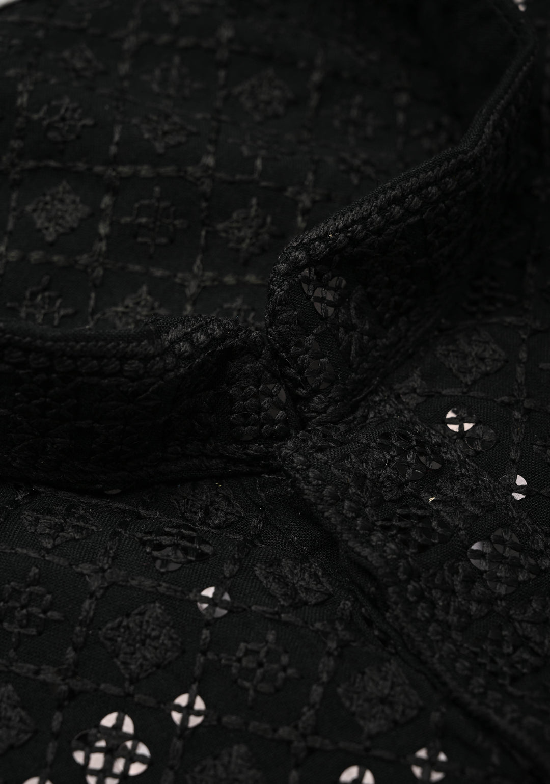 Black Chikankari Kurta with Sequins and Pajama Set for Men | Made to Order