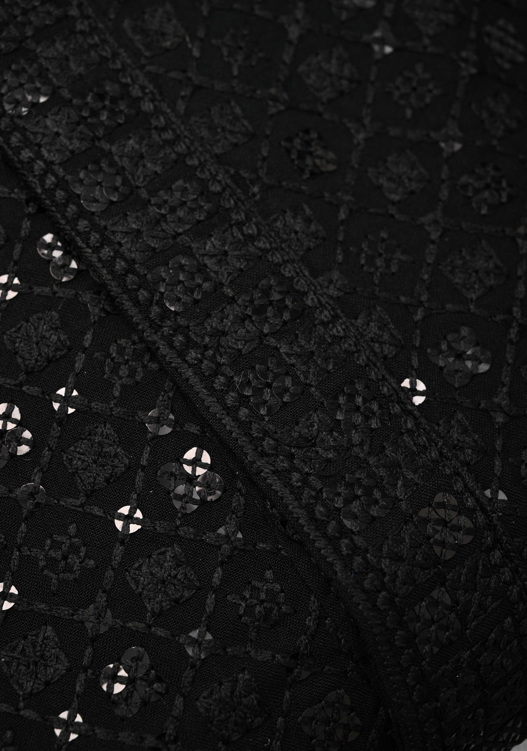 Black Chikankari Kurta with Sequins and Pajama Set for Men | Made to Order