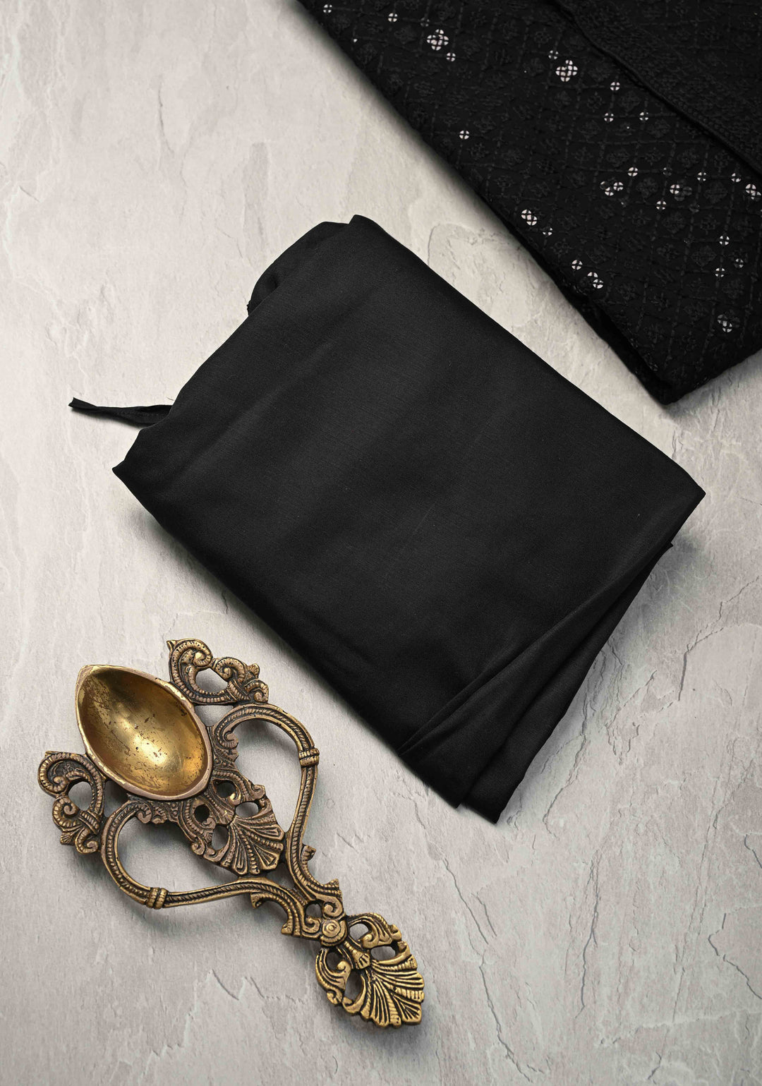 Black Chikankari Kurta with Sequins and Pajama Set for Men | Made to Order